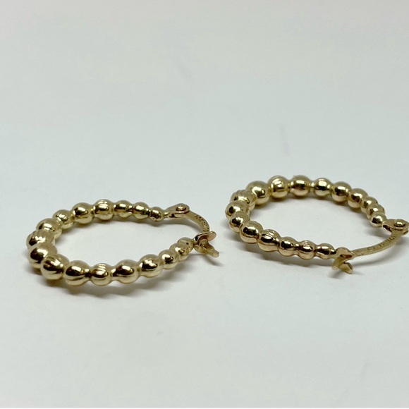 10k Yellow Gold Beaded Earring Size 18 x 16 mm - Picture 3 of 5